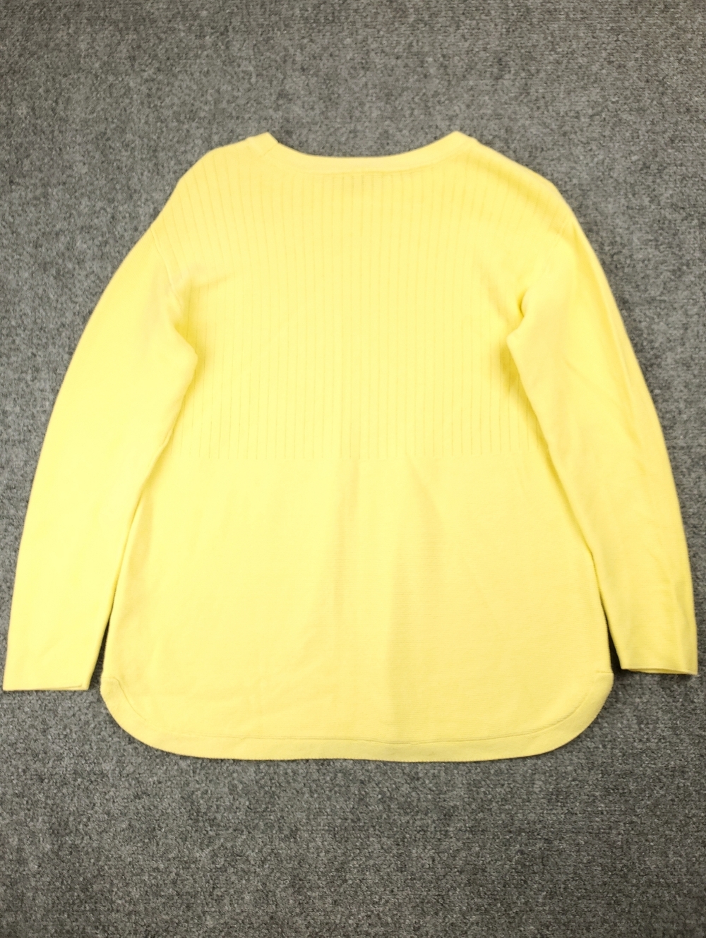 Talbots Sweater Womens MP Medium Petite Yellow Ribbed Knit Mixed Stitch Crewneck - Picture 2 of 8